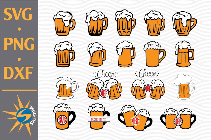 Beer Mugs Svg, Png, Dxf Digital Files Include By Svgstoreshop 