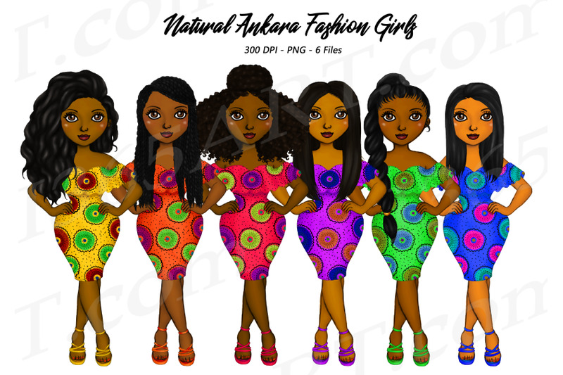 Natural Hair Ankara Girls Clipart Black Woman Clipart By I 365 Art ...