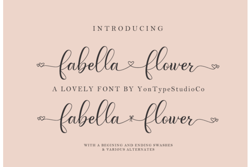 fabella flower a lovely font By YonTypeStudio.Co | TheHungryJPEG.com