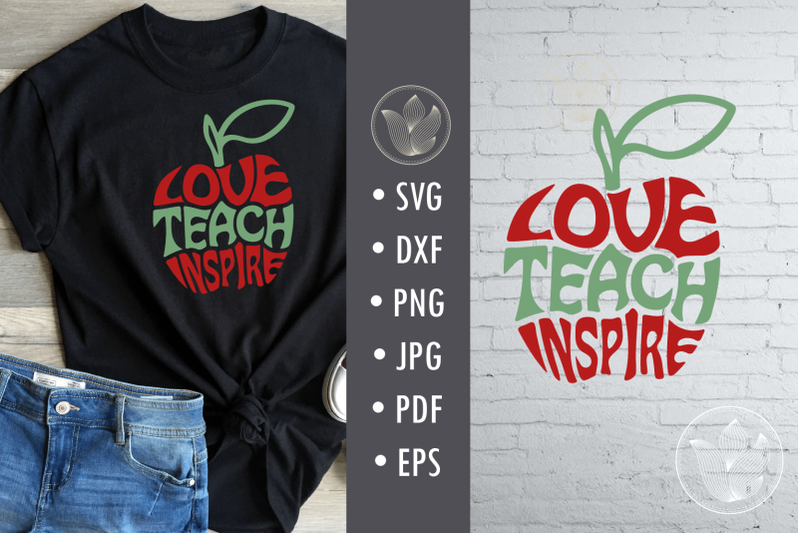 Love teach inspire svg cut file, apple shape By PrettyDD | TheHungryJPEG