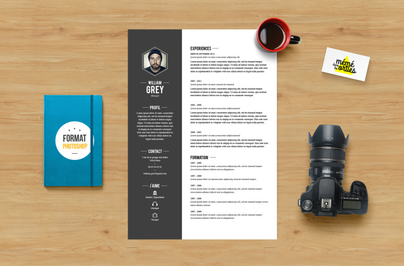 Cv Grey Resume Template Photoshop By Mémédanslesorties