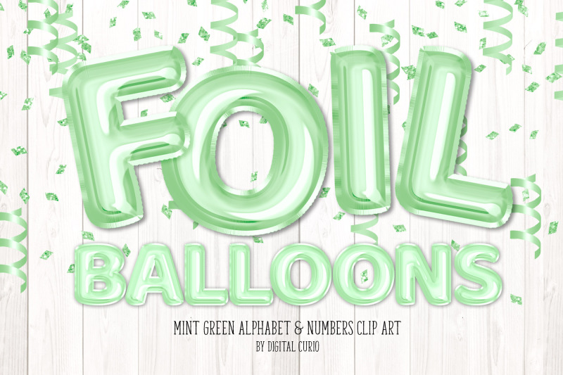 Mint Foil Balloon Alphabet Clipart By Digital Curio | TheHungryJPEG