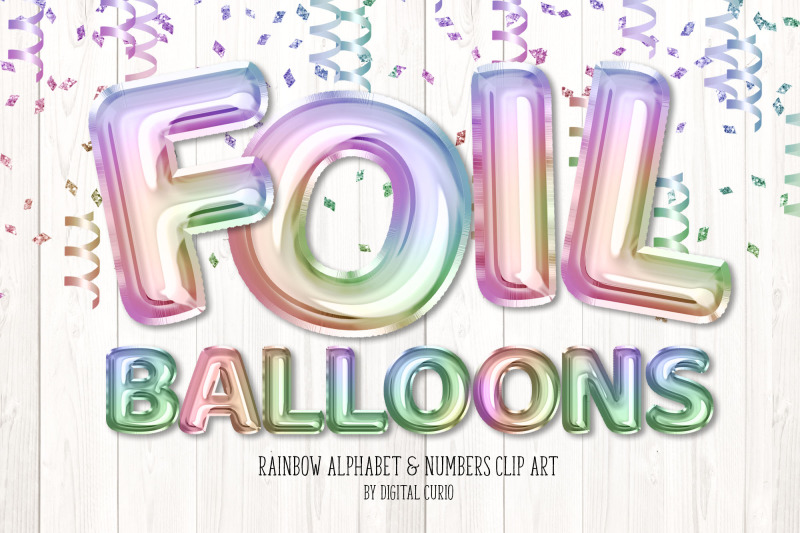 Rainbow Foil Balloon Alphabet Clipart By Digital Curio | TheHungryJPEG