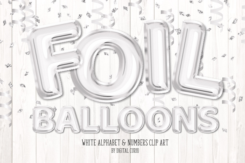 White Foil Balloon Alphabet Clipart By Digital Curio | TheHungryJPEG