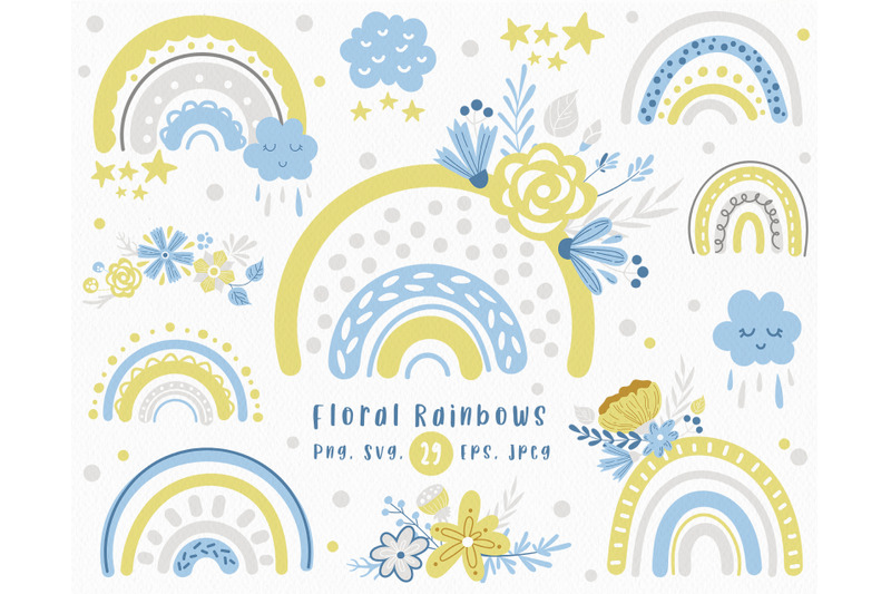 Baby floral rainbow SVG set By Watercolor Arts | TheHungryJPEG