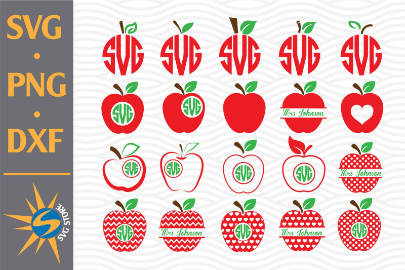 Apple Monogram SVG, PNG, DXF Digital Files Include By SVGStoreShop ...