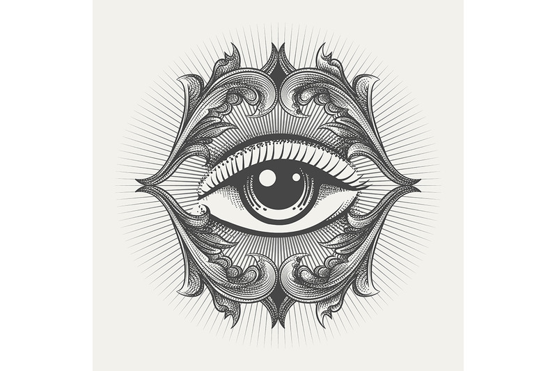 All Seeing Eye Engraving Illustration By Olena1983