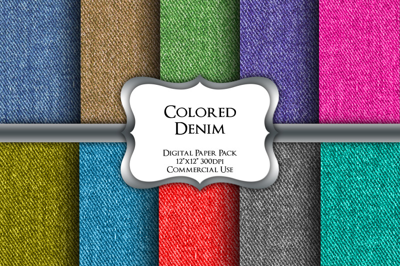 Colored denim. Digital paper Pack. Paper Pack.