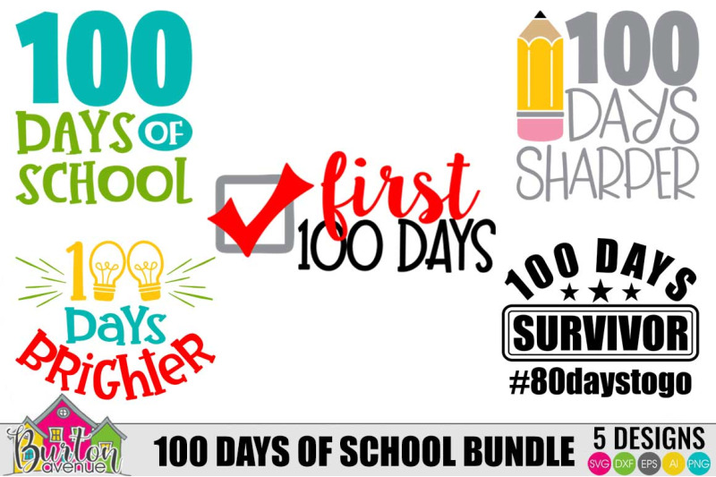 100 Days of School SVG Bundle | SVG Files By Burton Avenue | TheHungryJPEG