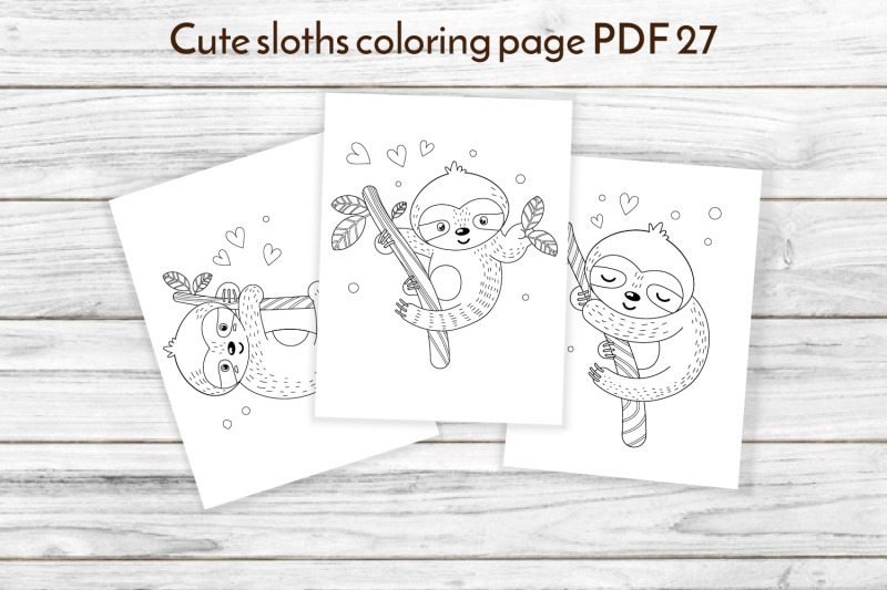 Download Sloth coloring pages PDF 27 By Lily Shop | TheHungryJPEG.com