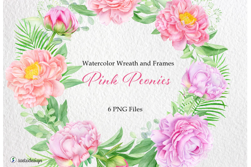 Watercolor floral arrangements with pink peony flowers PNG By Svetlana ...