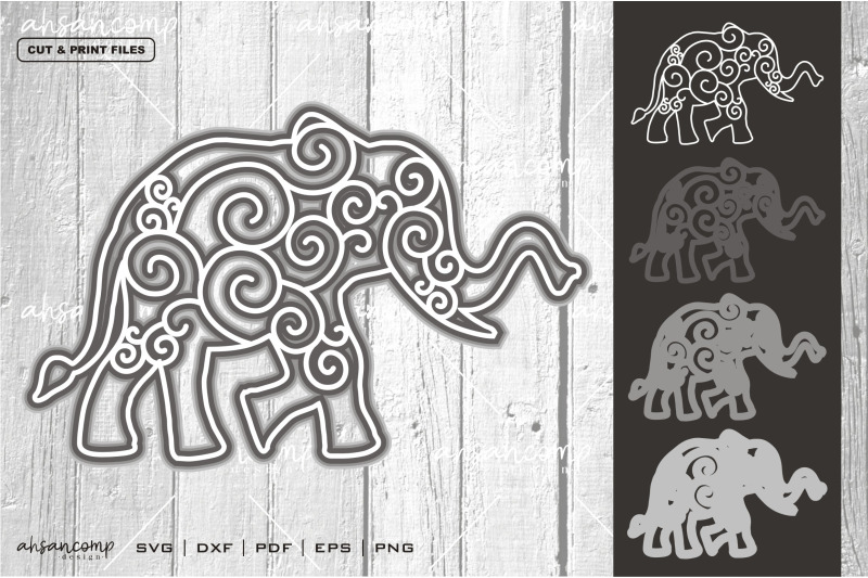 Download Elephant 2 Mandala Vector 3d Layered By Ahsancomp Studio Thehungryjpeg Com SVG, PNG, EPS, DXF File