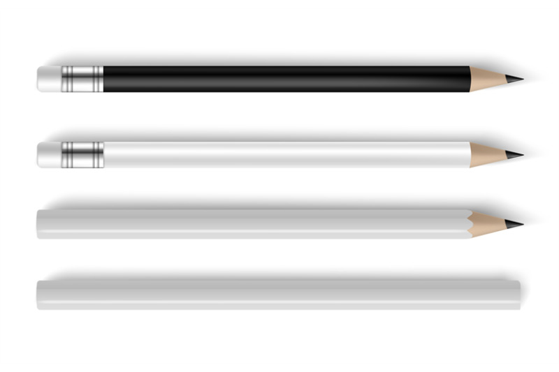 Download Pencil set. Realistic black and white pencils mockup ...