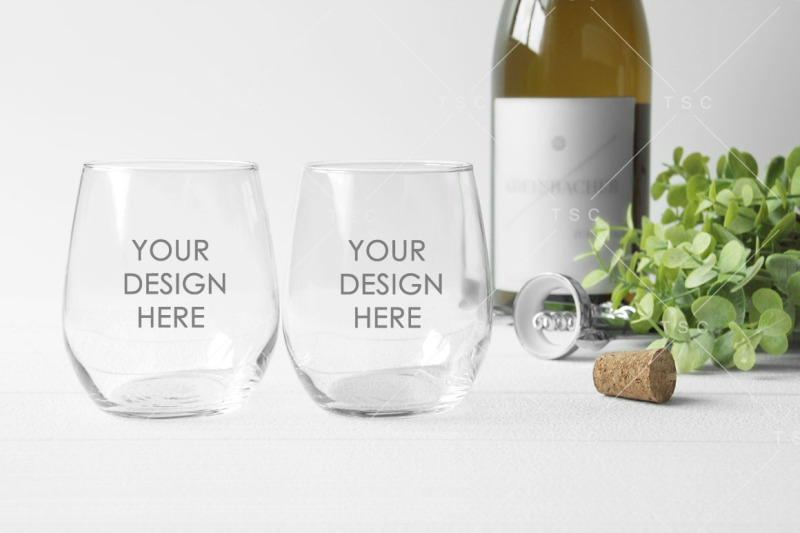 Download Stemless Wine Glass Mockup By The Sunday Chic Thehungryjpeg Com