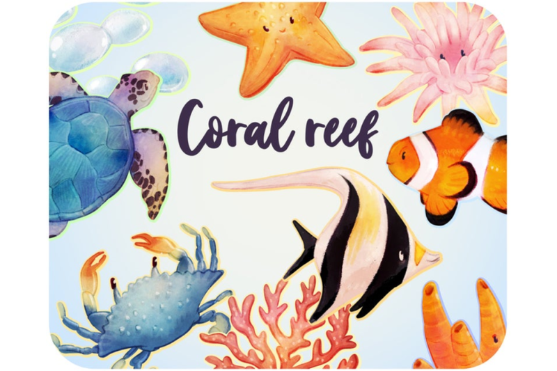 20 Coral reef clipart printable stickers set By Alphabelli | TheHungryJPEG