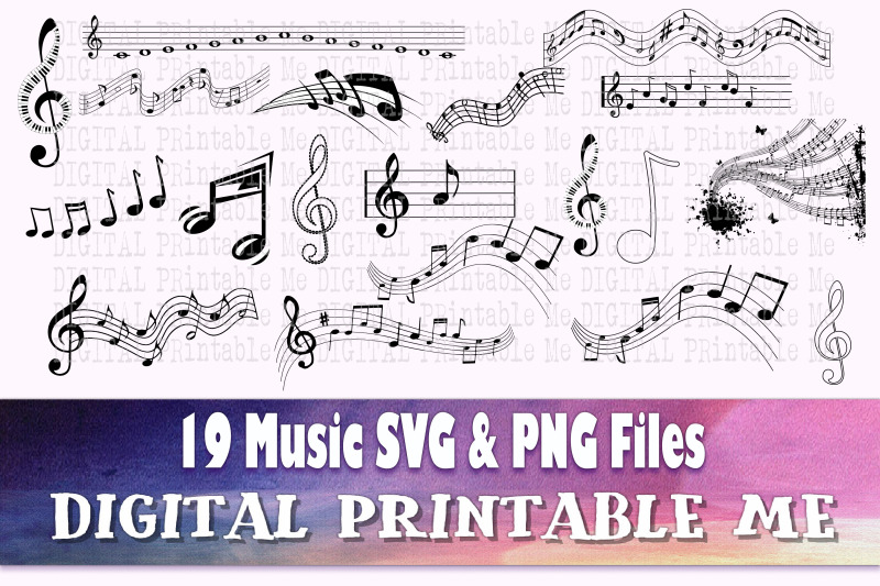 Music Note Silhouette, Music, SVG, PNG, Clip Art Pack , 19 Images, Pa ...