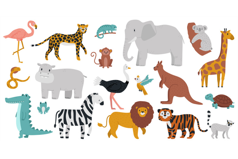 Cute african animals. Wood, jungle or savanna animals, leopard, giraff By  WinWin_artlab | TheHungryJPEG