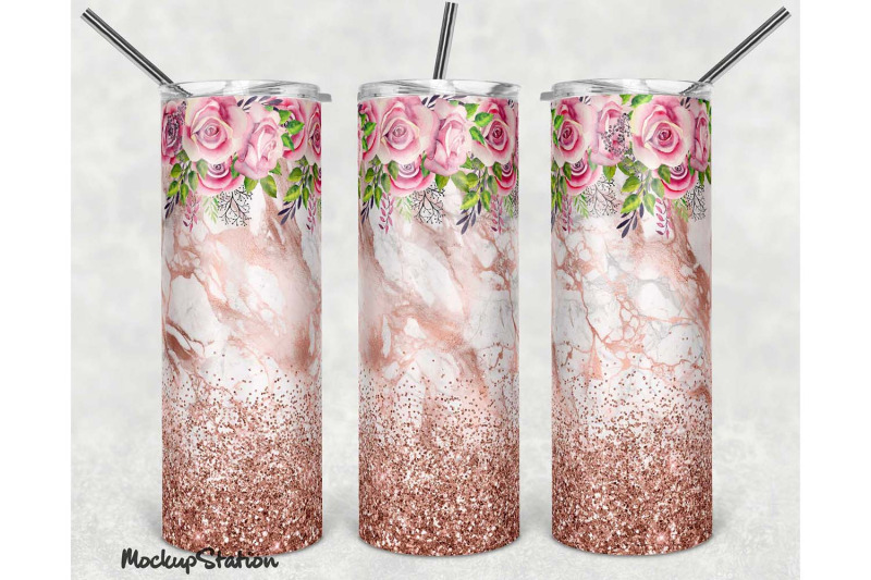 Pink Glitter 30oz Skinny Tumbler Design Sublimation PNG By ...