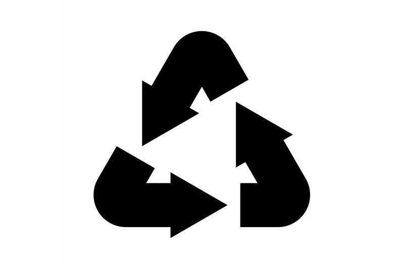 Recycling icon. Simple black environmental label, eco triangle emblem ...