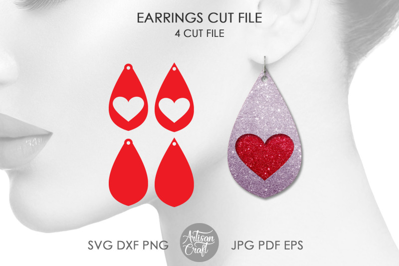 Heart earrings SVG, teardrop SVG By Artisan Craft SVG | TheHungryJPEG