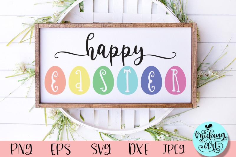 Happy Easter Wood Sign Svg, Easter Sign Svg By Midmagart 