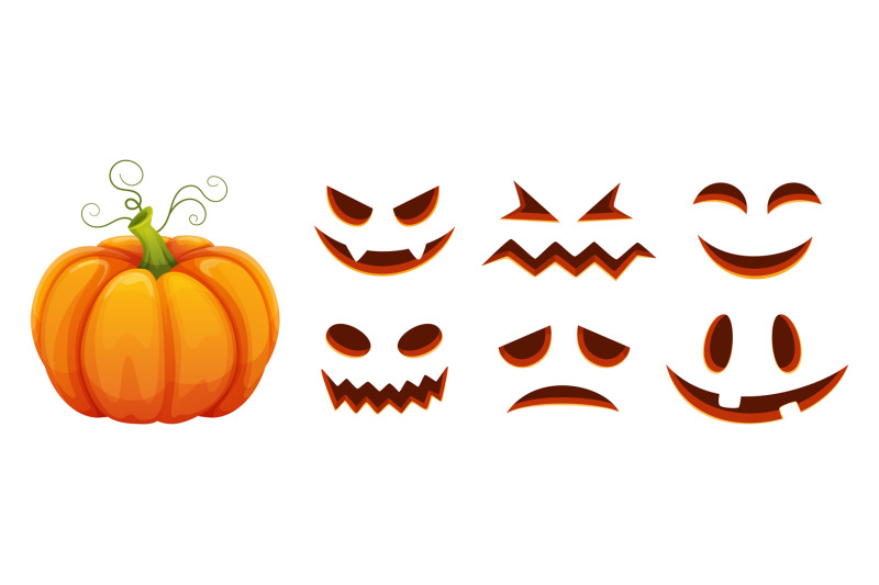 Halloween pumpkin faces generator. Vector cartoon pumpkin with