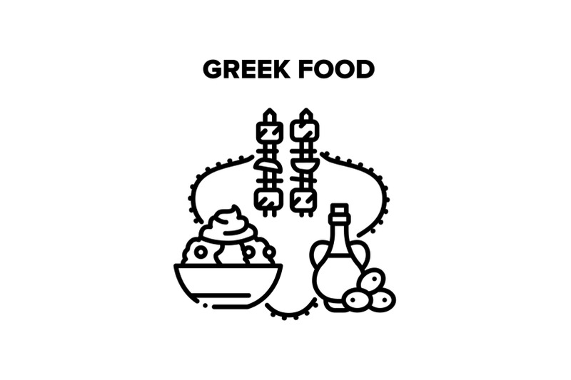 Greek Food Eat Vector Black Illustrations By Pikepicture | TheHungryJPEG