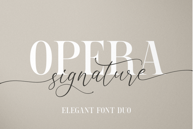 opera signature is an elegant font duo that includes a ...r script...