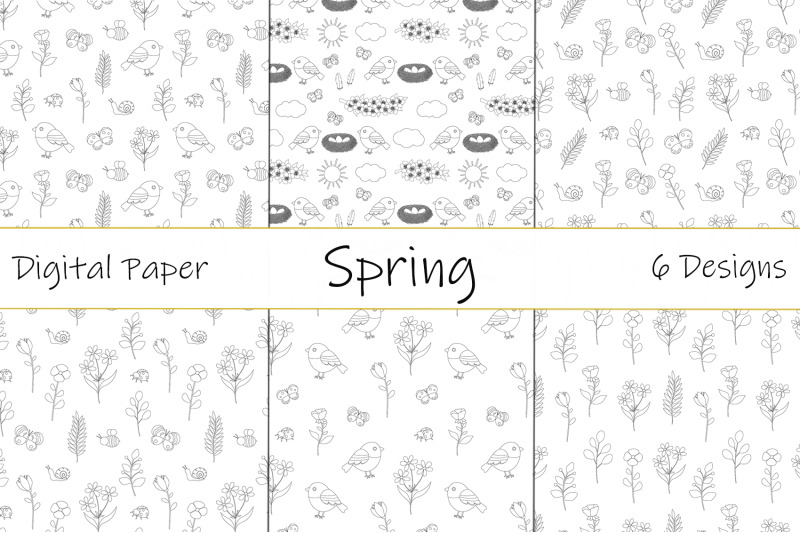 Spring graphics pattern. Spring flowers pattern. Birds SVG By ...