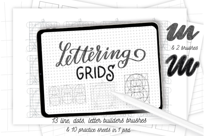 Procreate letter builder, lettering grids for Procreate. Lettering set ...