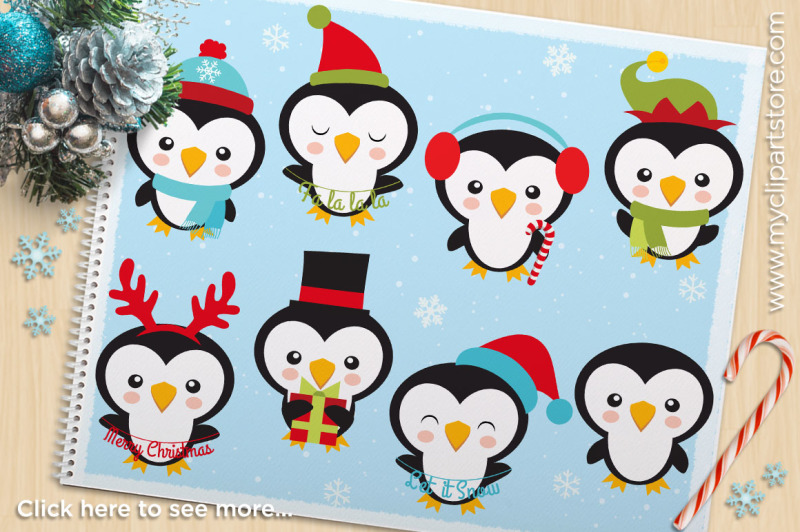 Download Free Cute Christmas Penguins Vector Clipart Crafter File