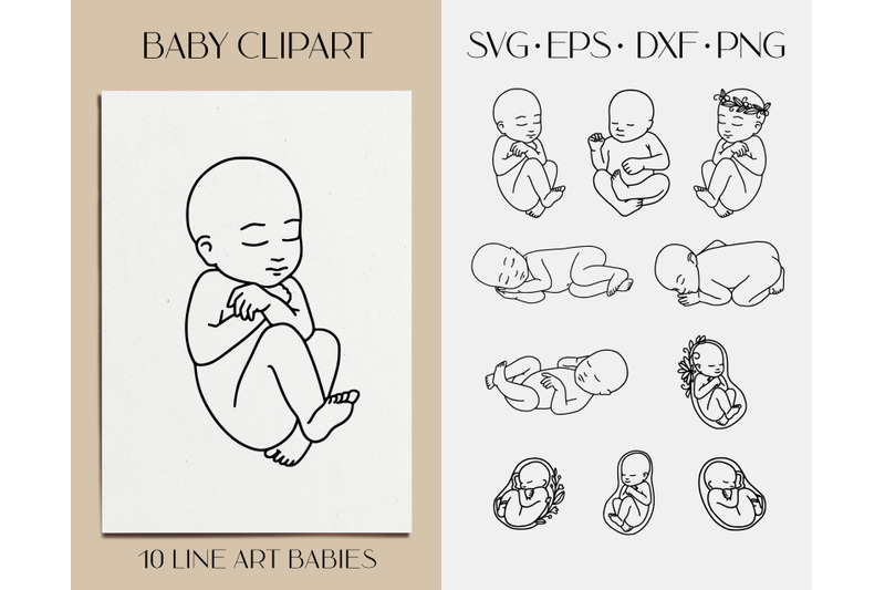 Download Newborn Baby Svg Clipart Embryo Fetus New Baby Line Vector Art By Anmark Thehungryjpeg Com
