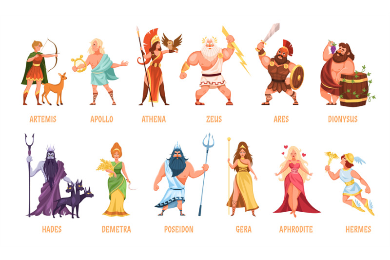 Greek gods pantheon. Mythological olympian gods, ancient Greece religi By YummyBuum TheHungryJPEG
