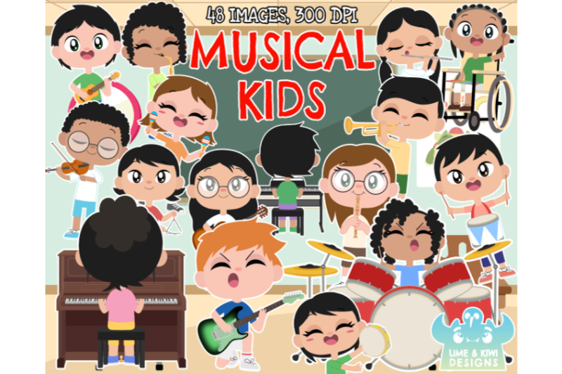 Musical Kids Clipart - Lime and Kiwi Designs By Lime and Kiwi Designs ...