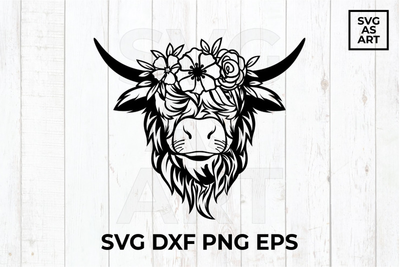 Floral Highland Cow SVG Cut File By SVGandART | TheHungryJPEG