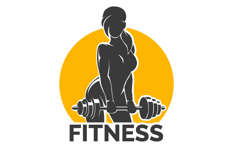 Fitness Emblem presenting Training Girl with Barbell By Olena1983 ...