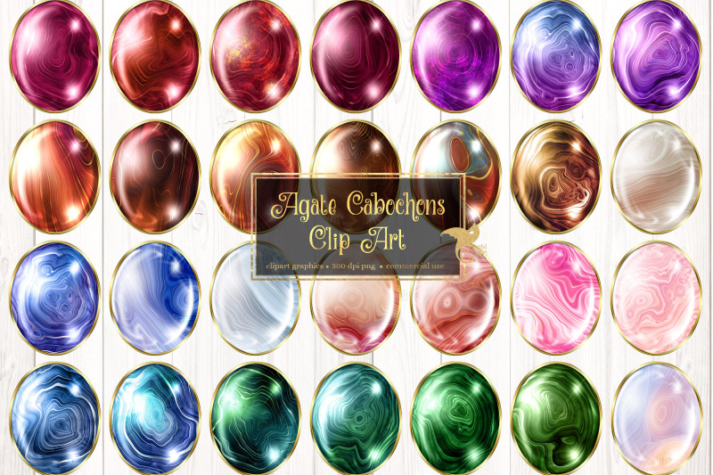 Agate Cabochons Clip Art By Digital Curio | TheHungryJPEG