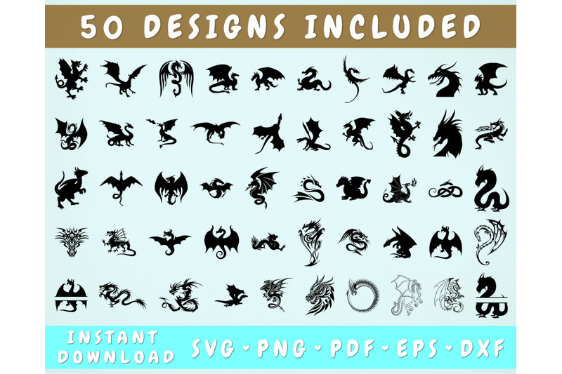 50 Dragon SVG Bundle, Dragon Cut Files By LemonStudioCreations ...