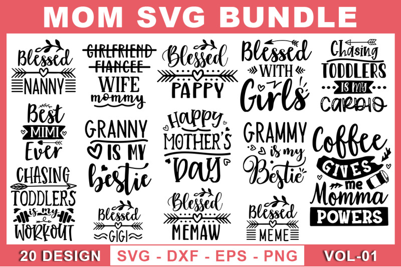 Mom SVG Bundle, Mom Quotes By teewinkle | TheHungryJPEG