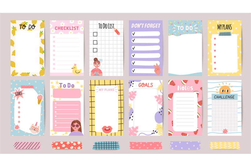 Planner list notes. Weekly to do lists and daily schedule with sticker By  Tartila