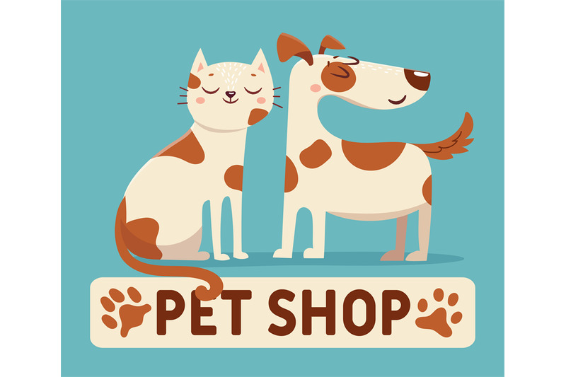 Pet Shop Sign With Cute Dog And Cat Stock Illustration - Download Image Now  - Pet Shop, Logo, Pets - iStock