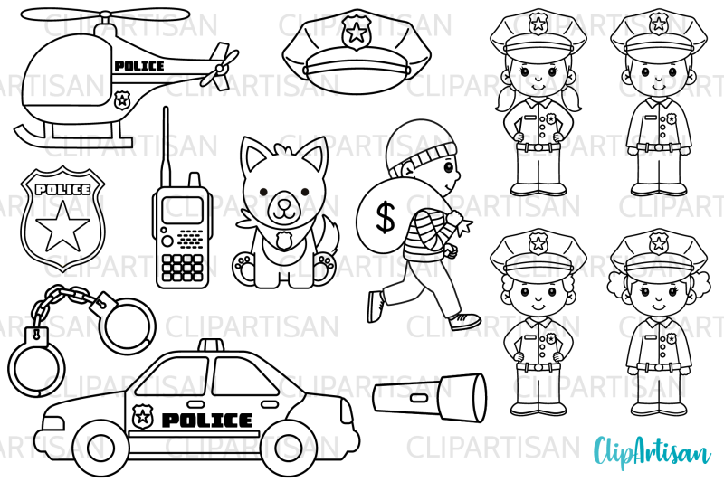 Cops Clipart, Police Officer Digital Stamps By ClipArtisan | TheHungryJPEG