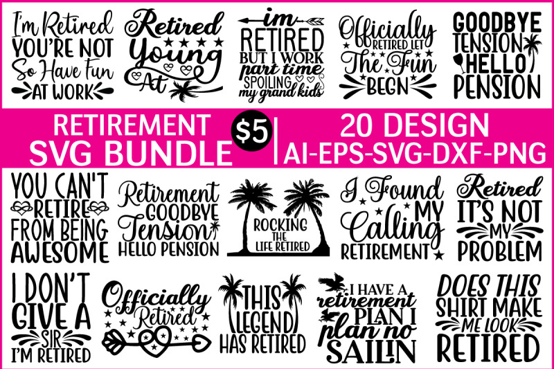 retirement svg bundle vol 4 By BDB graphics | TheHungryJPEG