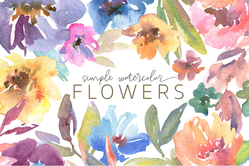 Simple Universal Watercolor Flowers By WatercolorFlowers | TheHungryJPEG