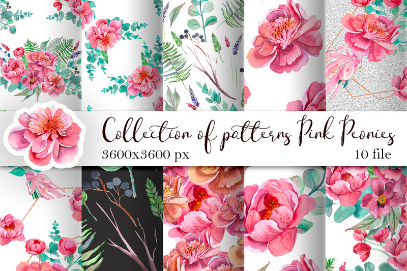 Pink peonies digital paper, seamless pattern By Elenazlata_Art ...