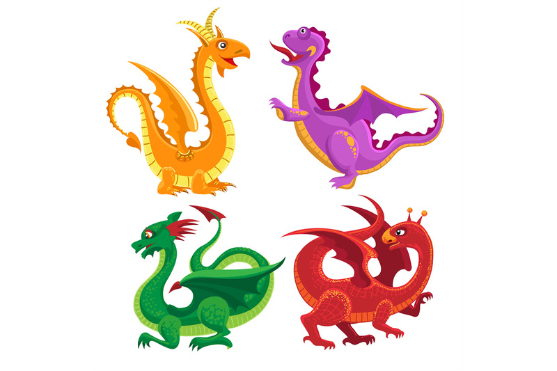 Cute medieval dragons By vectortatu | TheHungryJPEG