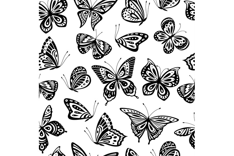 Premium Vector  Seamless flying butterfly pattern