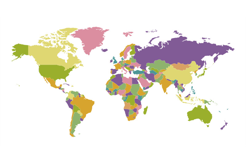 Political map. Worlds countries on colored graphic map vector geograph ...