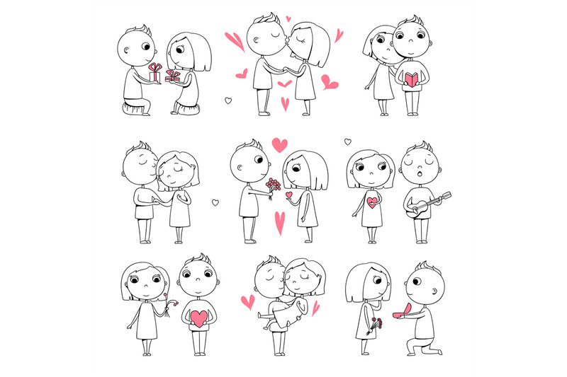 How to Draw Couple in Love (Valentine's Day) Step by Step