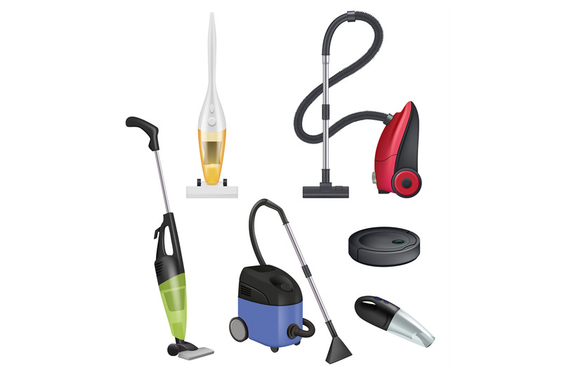 Vacuum Cleaner Modern. Carpet Cleaner Vector Realistic Items Sanitatio 